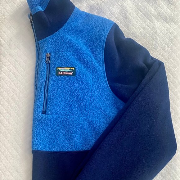 L.L. Bean Two Tone Blue Polartec Fleece Half Zip Fullover - Picture 2 of 7